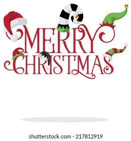 Merry Christmas with holiday hats EPS 10 vector