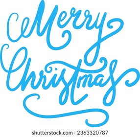 Merry Christmas holiday header. Party calligraphy lettering handwritten in black ink. New year quote in fairy tale event. Simple black and white vector isolated on white background