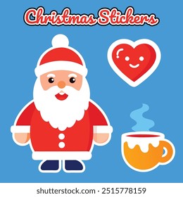 Merry Christmas holiday icon set, Santa Claus illustration, trendy festive design.