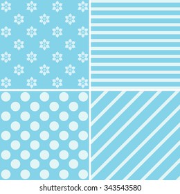 Merry Christmas Holiday Patterns Set. Four Vector Winter Party Design and  Background. 
