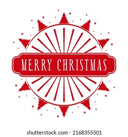 Merry Christmas - holiday post stamp design. Xmas decorative element for handmade gifts.Vector illustration on white background