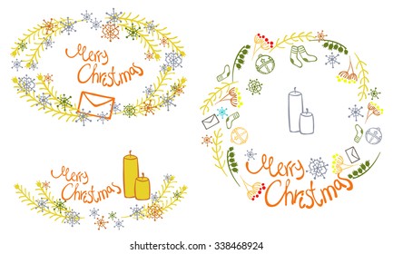 Merry christmas holiday round decoration wreath