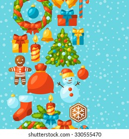 Merry Christmas holiday seamless pattern with celebration object.