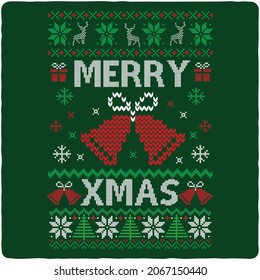 Merry Christmas Holiday sweater design, vector, new year, vector illustration.