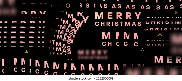 Merry Christmas. Holiday template with bauhaus, memphis and hipster style graphic geometric and glitch elements. Applicable for placards, brochures, posters, covers and banners. Vector illustrations.