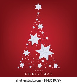 Merry Christmas holiday , Christmas tree star on Red background,Vector illustration EPS10