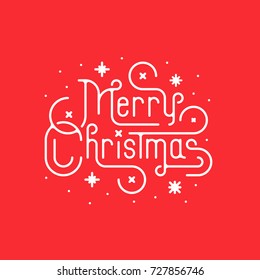 "Merry Christmas" holiday typography on red background. Eps10 vector.