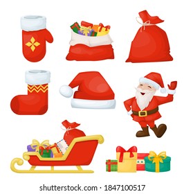Merry christmas holiday vector elements. New year holidays. Vector christmas illustration of santa claus.