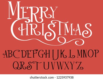 Merry  Christmas - Christmas holiday vector font. 