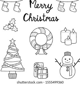 Merry Christmas Holiday Vector Illustration Hand Drawn Cartoon Art