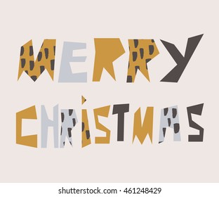 Merry Christmas. Holiday Vector Illustration. Funny, Fresh, Modern, Colorful, Irregular and Imperfect Decorated Lettering.