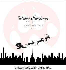 Merry Christmas holiday vector. Year of the dog