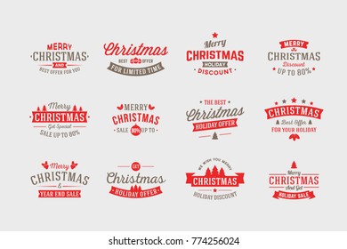 merry christmas holiday year end discount and best deals and offers vintage badges