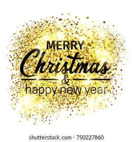 Merry Christmas holidays greeting card glitter light banner. Vector background with Happy new year message.