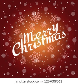 Merry Christmas and holidays poster, Postcard, banner.  Happy New Year Calligraphy inscription on top with Snowflakes. Vector illustration.