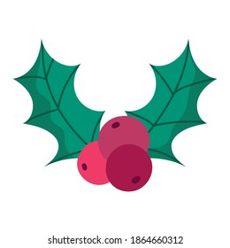 merry christmas holly berry decoration and celebration icon vector illustration