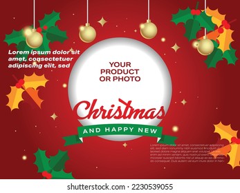 Merry Christmas Holly Leaves Product or Photo Banner