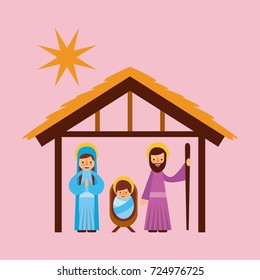 merry christmas holy family traditional religious scene of the manger