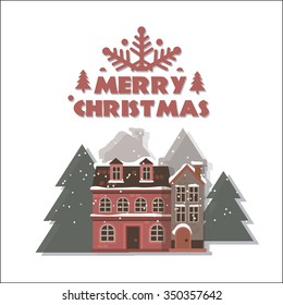 merry christmas home on a white background vector illustration 