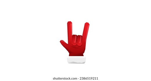 Merry christmas horizontal banner with Santa Claus rock n roll style and santa red hat isolated on white background. Merry Christmas hipster Rock n roll party poster or flyer design template.