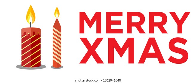 Frohe Weihnachten Horizontal-Vektorbanner mit Roten Kerzen