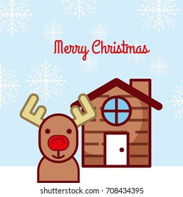 merry christmas house deer traditional celebration image