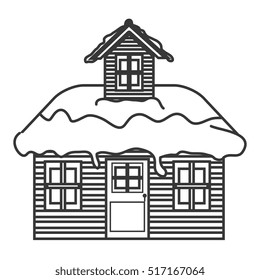 merry christmas house isolated icon