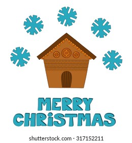 Merry Christmas house vector background 