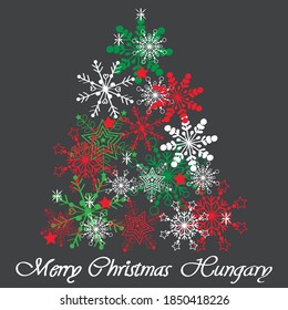 Merry Christmas Hungary card vector illustration