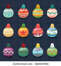 Merry christmas icon with ball on blue background
