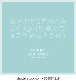 merry christmas icon elements minimal card
