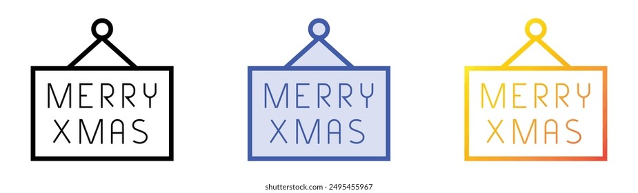 merry christmas icon. Linear, Blue Fill and Gradient Style Design Isolated On White Background
