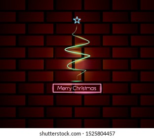 merry christmas icon, neon style vector illustration, EPS 10