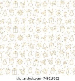 merry christmas icon pattern elements golden white background