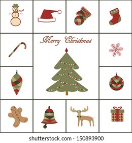 merry christmas icon set