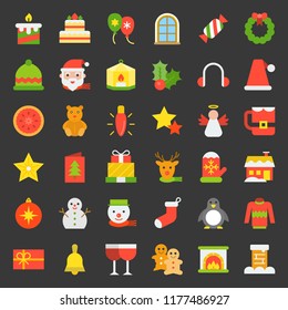 Merry Christmas icon set 4, flat icon