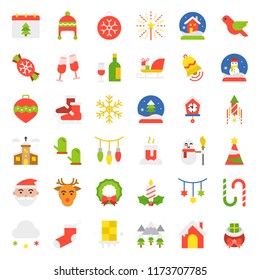 Merry Christmas icon set flat design