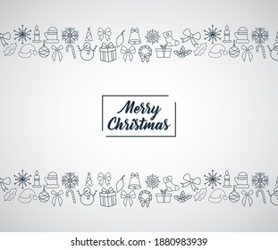 merry christmas icon set frame design, winter season and decoration theme Vector illustration