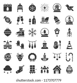 Merry Christmas icon set glyph design