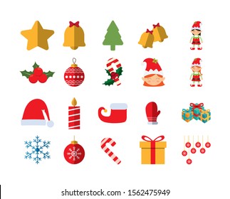 merry christmas icon set pack, High Quality variety symbols Vector illustration