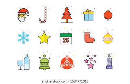 merry christmas icon set pack, High Quality variety symbols, 2020 Vector illustration - Vector