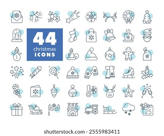 Merry Christmas icon set vector. Winter sign. Graph symbol for event and holiday web site and apps design, logo, app, UI
