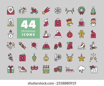 Merry Christmas icon set vector. Winter sign. Graph symbol for event and holiday web site and apps design, logo, app, UI