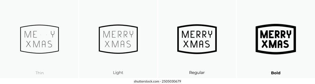 Icono de Feliz Navidad. Diseño de estilo delgado, ligero, regular y audaz aislado sobre fondo blanco