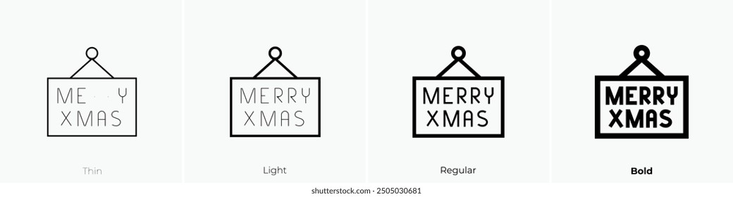 merry christmas icon. Thin, Light Regular And Bold style design isolated on white background