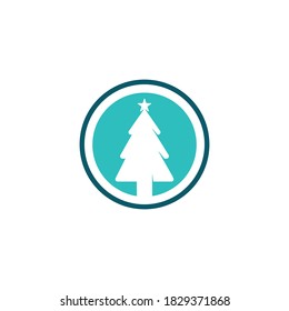merry Christmas icon Tree vector illustration and logo design