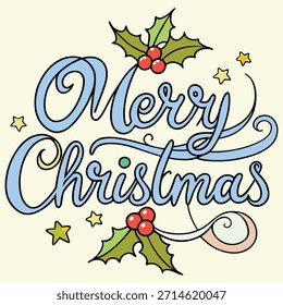 Merry Christmas Icon Typography Vector Illustration
