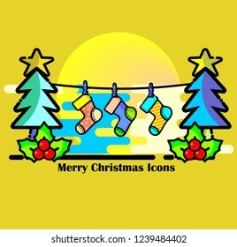 MERRY CHRISTMAS, ICON VECTOR