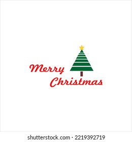 merry christmas icon vector logo illustration with christmas tree