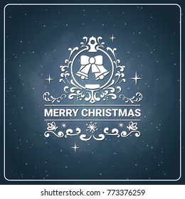 Merry Christmas Icon Vintage Chalk Board Background Holiday Logo Design Vector Illustraion